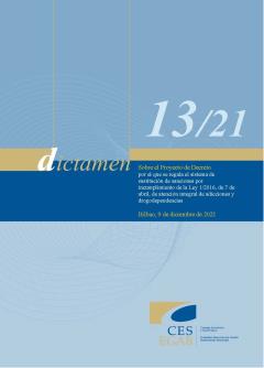 Dictamen 13/21 sobre el Proyecto de Decreto por el que se regula el sistema de sustitución de sanciones por incumplimiento de la Ley 1/2016, de 7 de abril, de atención integral de adicciones y drogode